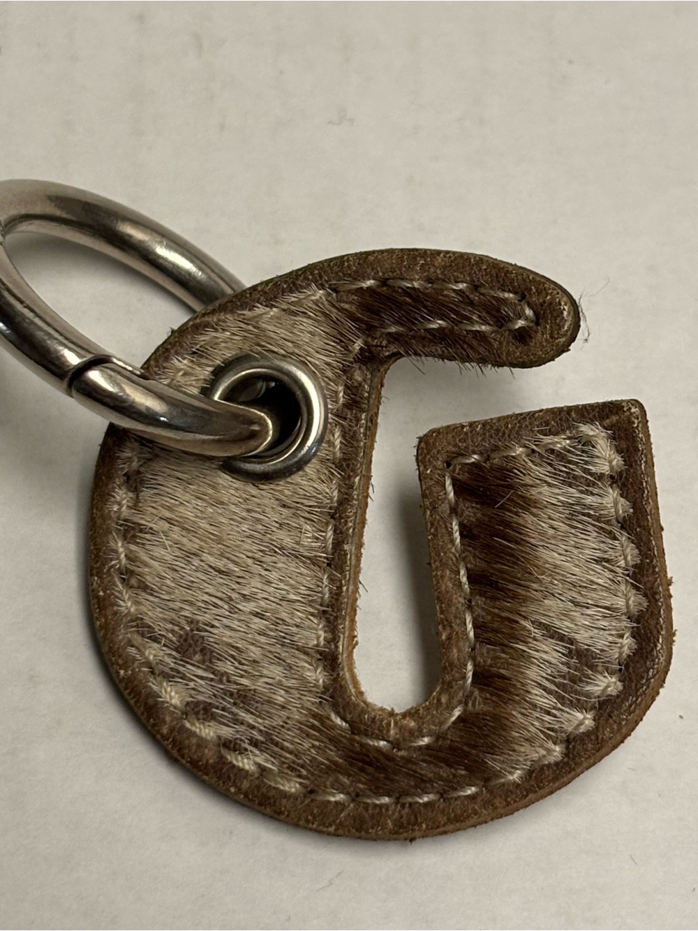 GALLERY DEPT. Brown Exotic G Patch Keychain With Silver Carabiner